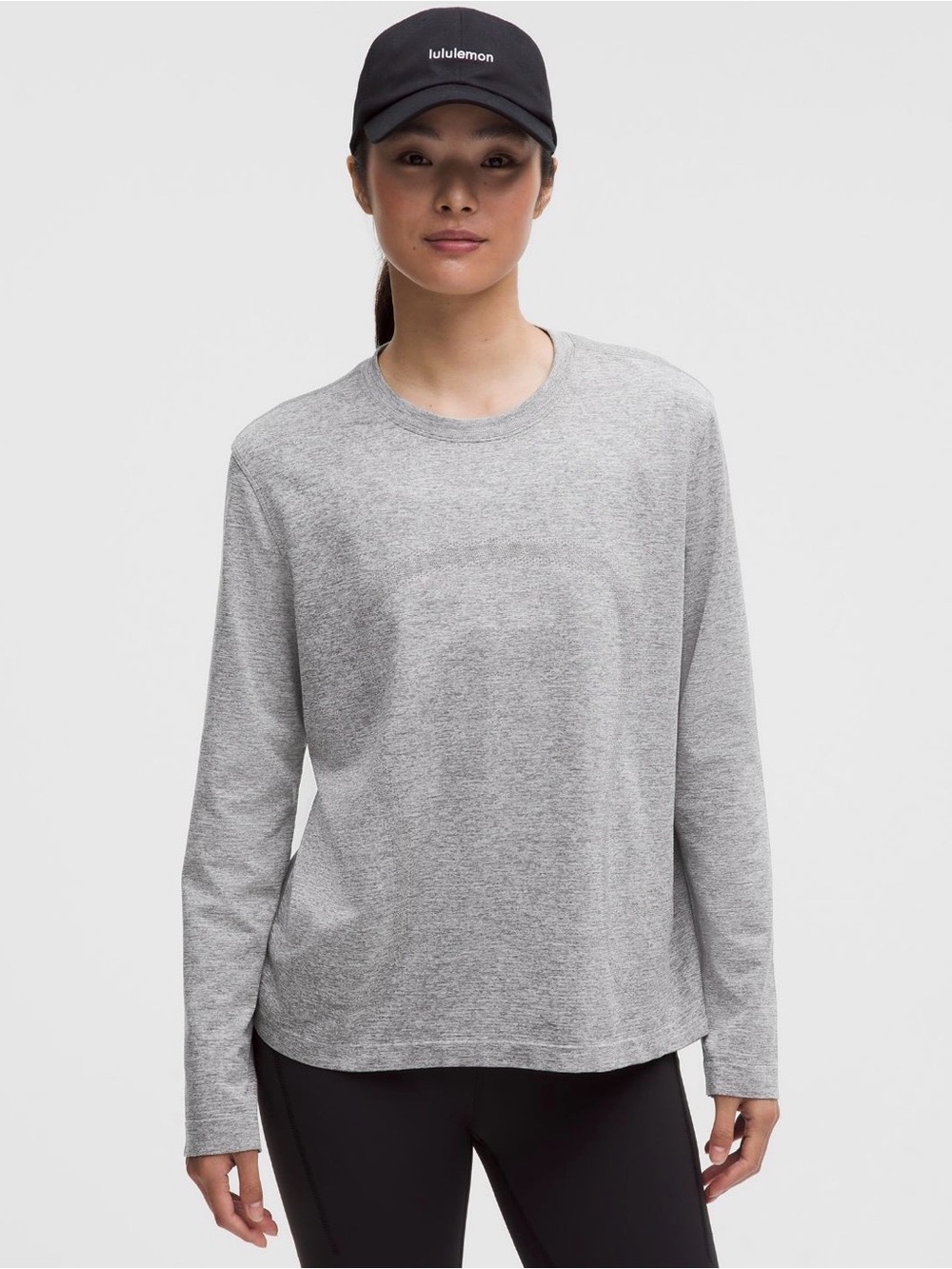 Lululemon W’s Swiftly Relaxed Long-Sleeve *Hip Length, ‘Slate/White’, Size 12